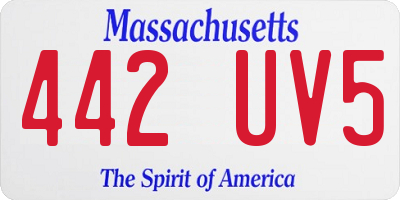 MA license plate 442UV5