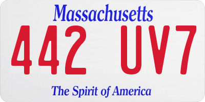 MA license plate 442UV7