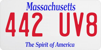 MA license plate 442UV8