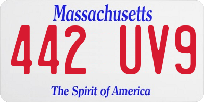 MA license plate 442UV9