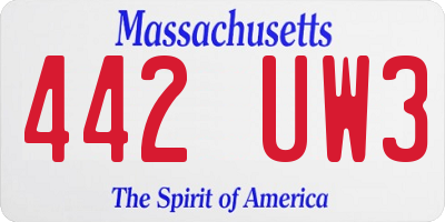 MA license plate 442UW3