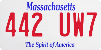 MA license plate 442UW7