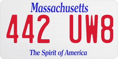 MA license plate 442UW8