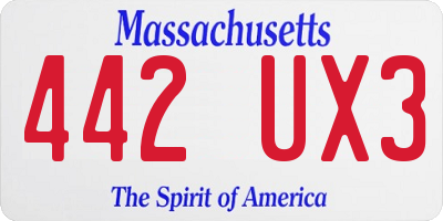 MA license plate 442UX3
