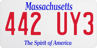 MA license plate 442UY3