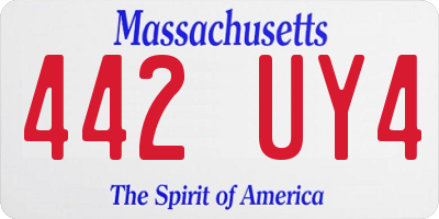 MA license plate 442UY4