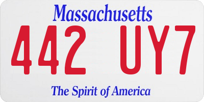 MA license plate 442UY7