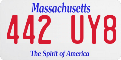 MA license plate 442UY8