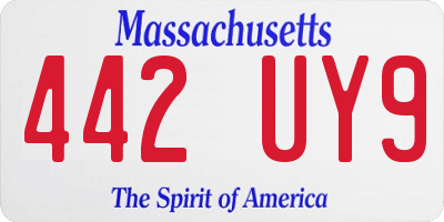 MA license plate 442UY9