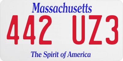 MA license plate 442UZ3