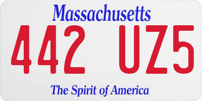 MA license plate 442UZ5