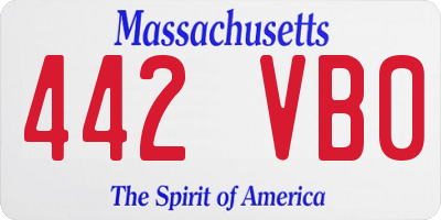 MA license plate 442VB0