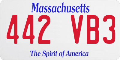 MA license plate 442VB3