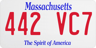 MA license plate 442VC7
