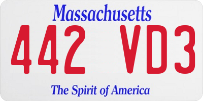 MA license plate 442VD3