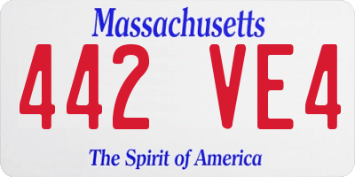 MA license plate 442VE4