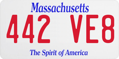 MA license plate 442VE8