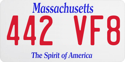 MA license plate 442VF8