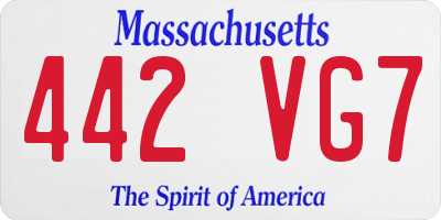 MA license plate 442VG7