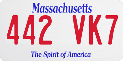 MA license plate 442VK7