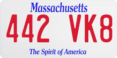 MA license plate 442VK8