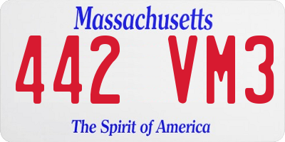 MA license plate 442VM3