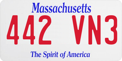 MA license plate 442VN3