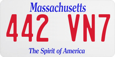 MA license plate 442VN7