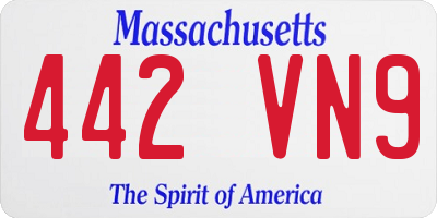 MA license plate 442VN9