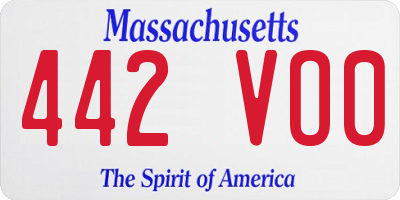 MA license plate 442VO0