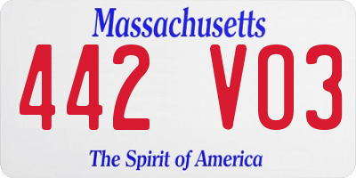 MA license plate 442VO3