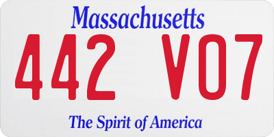 MA license plate 442VO7