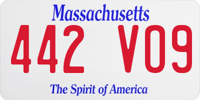 MA license plate 442VO9