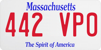 MA license plate 442VP0