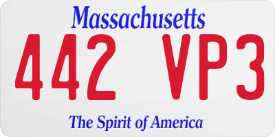 MA license plate 442VP3