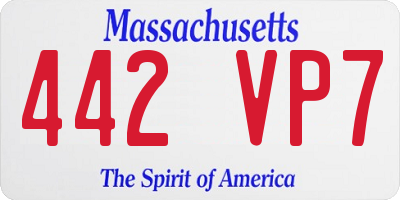 MA license plate 442VP7