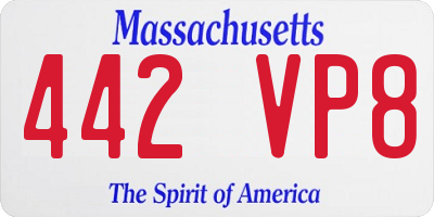 MA license plate 442VP8