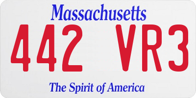 MA license plate 442VR3