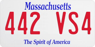 MA license plate 442VS4
