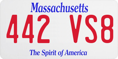 MA license plate 442VS8