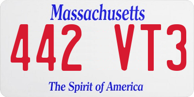 MA license plate 442VT3