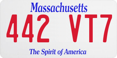 MA license plate 442VT7