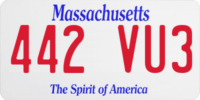 MA license plate 442VU3