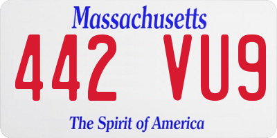 MA license plate 442VU9