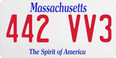 MA license plate 442VV3