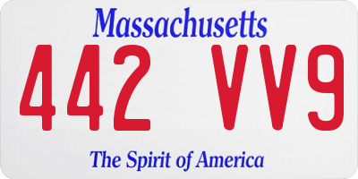 MA license plate 442VV9
