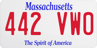 MA license plate 442VW0