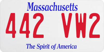 MA license plate 442VW2