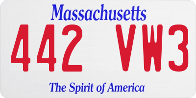 MA license plate 442VW3