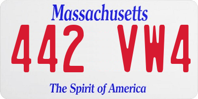 MA license plate 442VW4